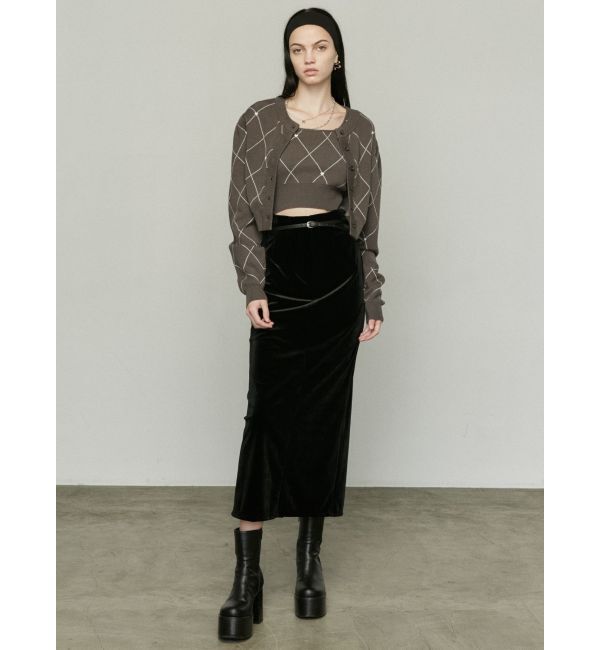 EMODA「【WEB限定】ハイウエストベルトベロアスカート」|スカート|