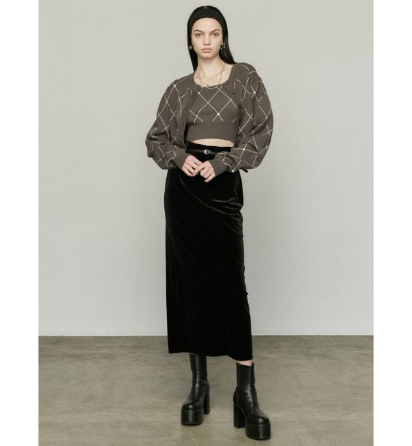 EMODA「【WEB限定】ハイウエストベルトベロアスカート」|スカート|