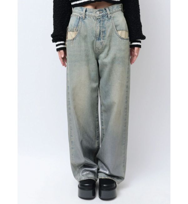EMODA「フォイルルーズハイウエストジーンズ」|デニム|
