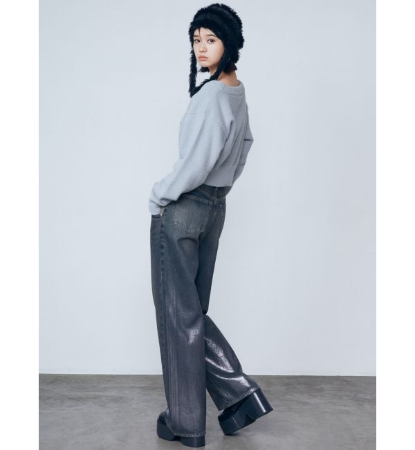 EMODA「フォイルルーズハイウエストジーンズ」|デニム|