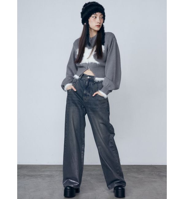 EMODA「フォイルルーズハイウエストジーンズ」|デニム|