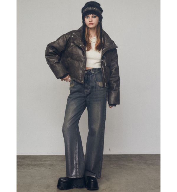 EMODA「フォイルルーズハイウエストジーンズ」|デニム|