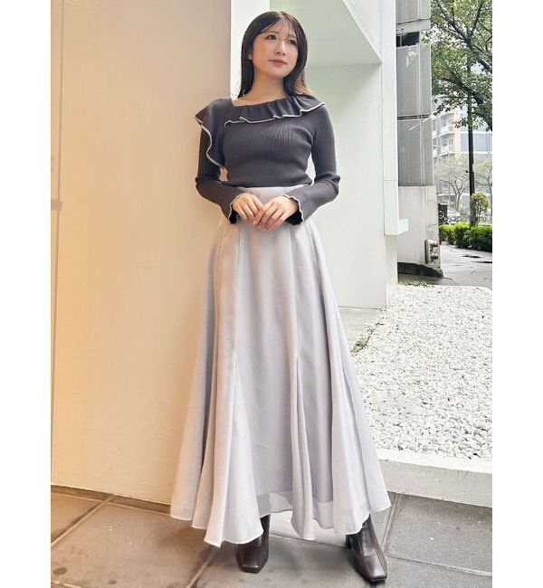 MERCURYDUO「バックルシアーフレアスカート」|スカート|