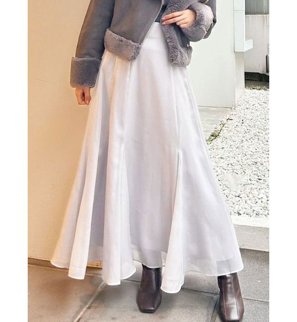 MERCURYDUO「バックルシアーフレアスカート」|スカート|ライトグレー