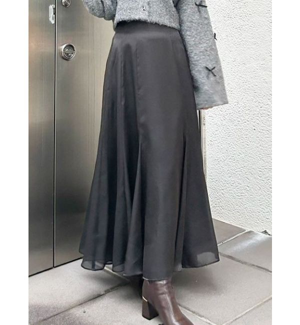 MERCURYDUO「バックルシアーフレアスカート」|スカート|ブラック