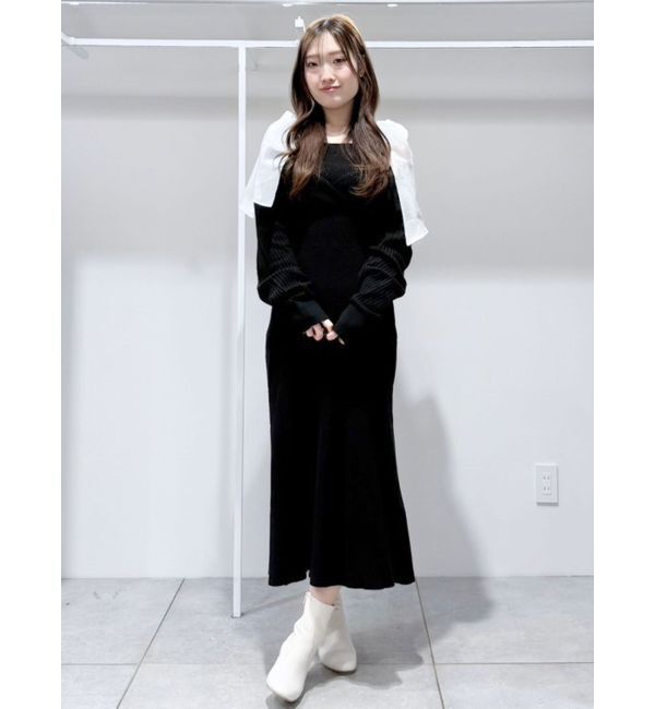 MERCURYDUO「2WAYショルダーリボンマーメイドニットワンピース」|ワンピース|