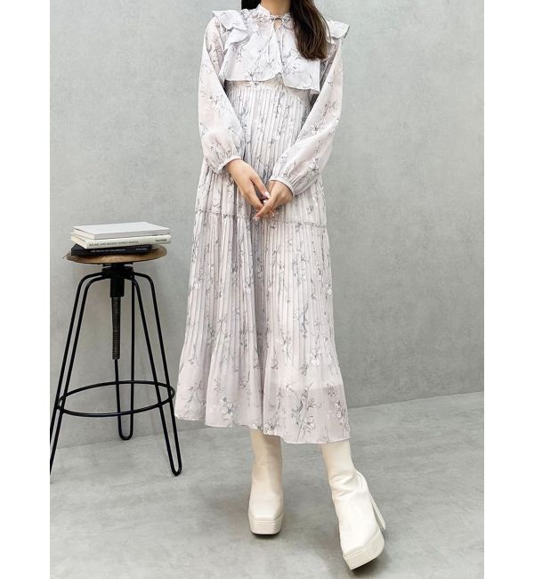 MERCURYDUO「花柄プリーツティアードワンピース」|ワンピース|