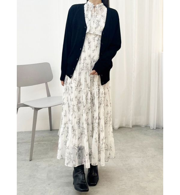 MERCURYDUO「花柄プリーツティアードワンピース」|ワンピース|