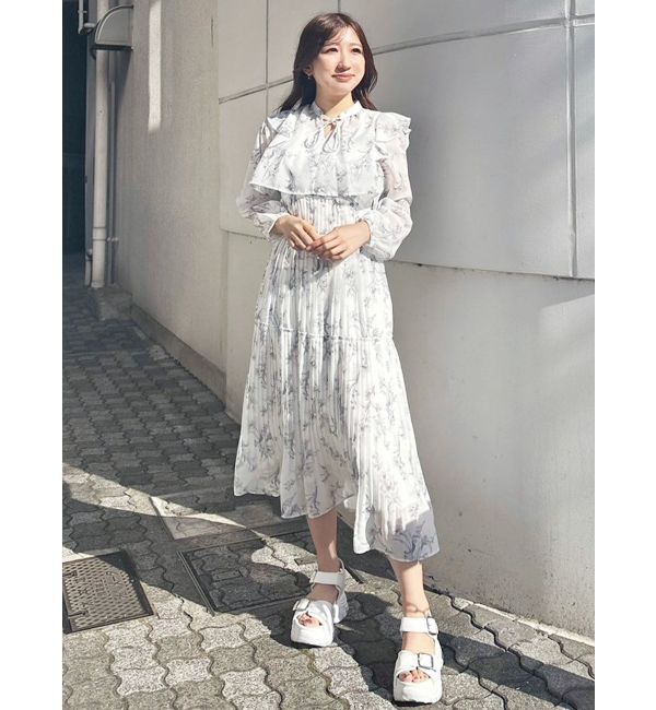 MERCURYDUO「花柄プリーツティアードワンピース」|ワンピース|