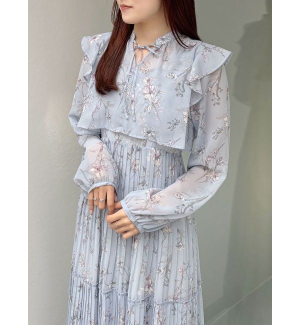 MERCURYDUO「花柄プリーツティアードワンピース」|ワンピース|