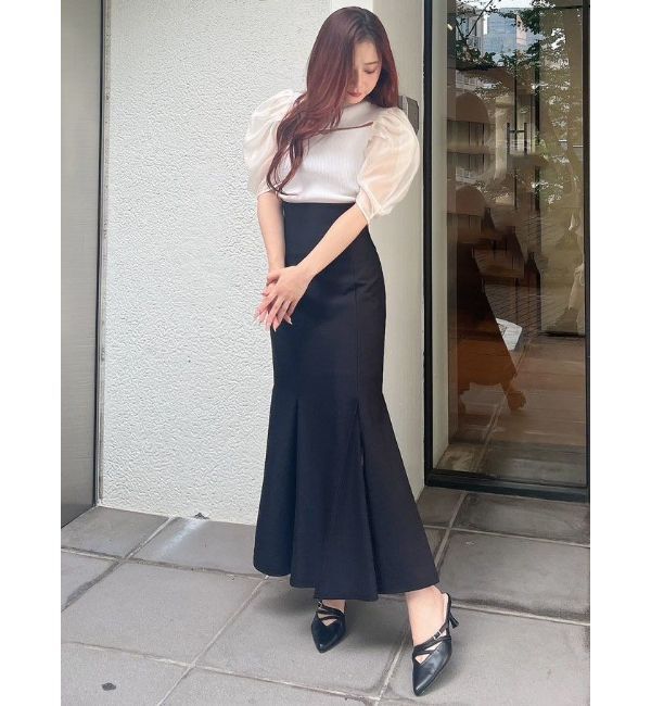 MERCURYDUO「2WAY異素材パフスリーブカットアウトニット」|ニット・セーター|