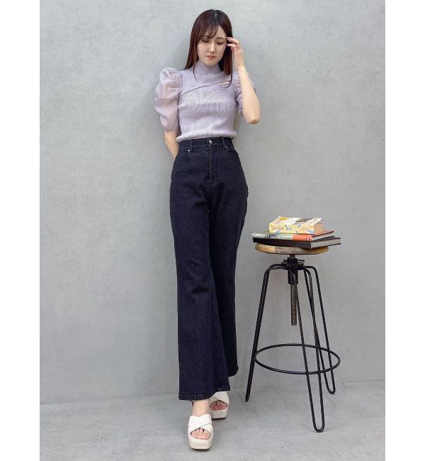 MERCURYDUO「2WAY異素材パフスリーブカットアウトニット」|ニット・セーター|