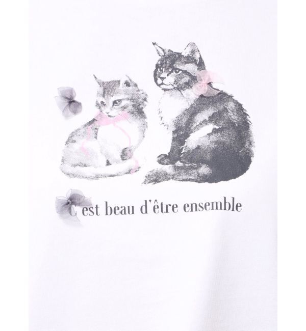 MERCURYDUO「CATプリントリボンTシャツ」|Tシャツ・カットソー|