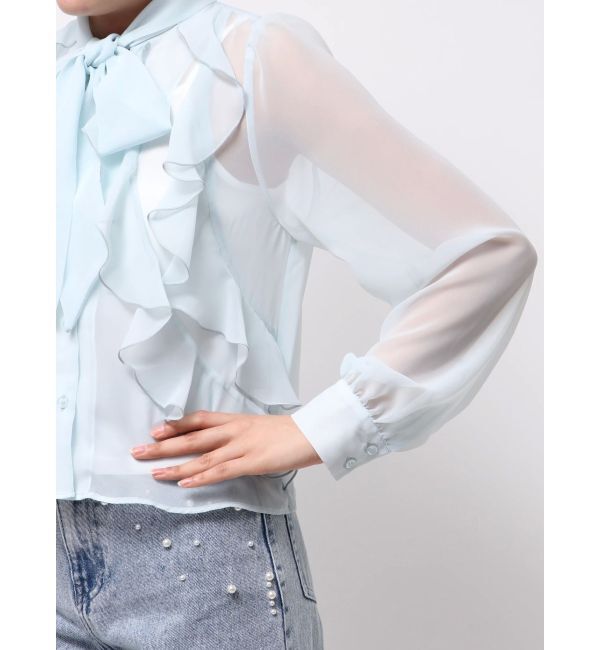 MERCURYDUO「シフォンラッフルフリルボウタイブラウス」|シャツ・ブラウス|