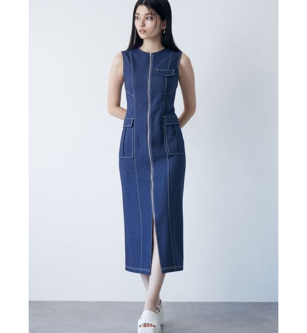 MURUA「フロントジップナローワンピース」|ワンピース|インディゴ