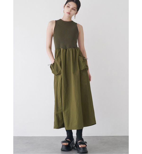 MURUA「ニットドッキングワンピース」|ワンピース|カーキ
