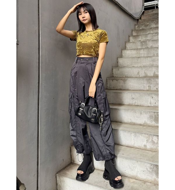 MURUA「クロップドシアーベロアTシャツ」|Tシャツ・カットソー|