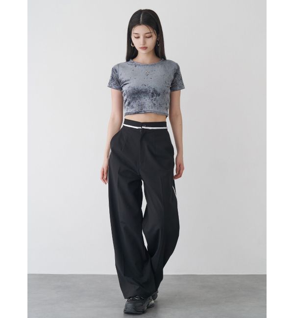 MURUA「クロップドシアーベロアTシャツ」|Tシャツ・カットソー|