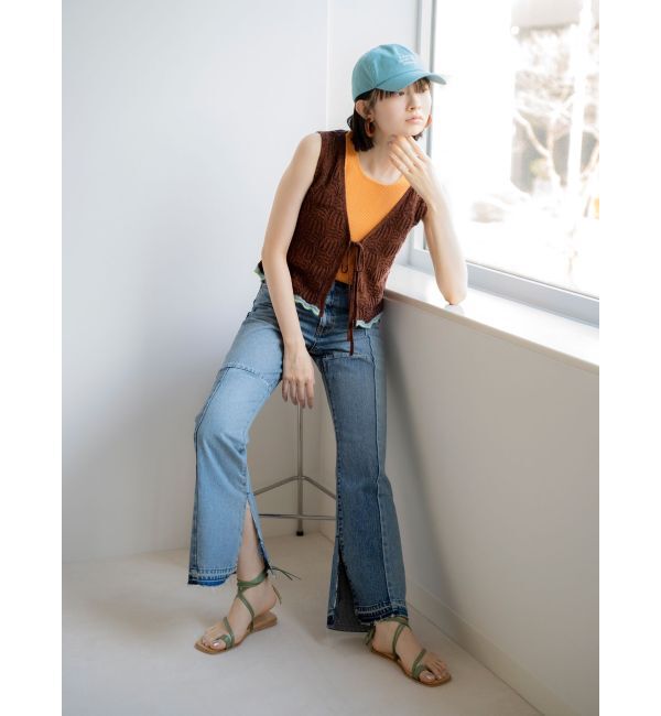 Ungrid「パッチワークフレアデニム」|デニム|
