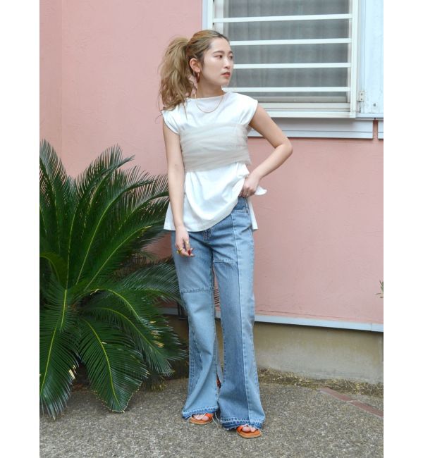 Ungrid「パッチワークフレアデニム」|デニム|