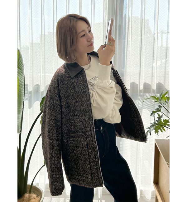 Ungrid「ジップデザインツイードブルゾン」|ブルゾン・スタジャン|