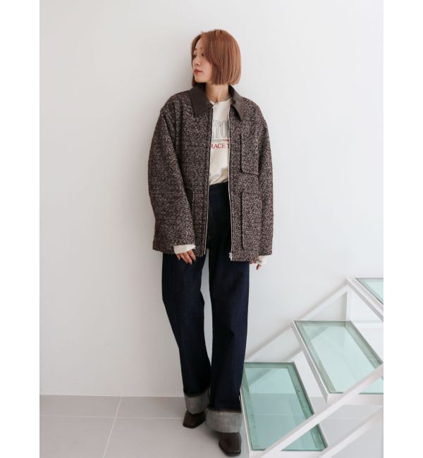 Ungrid「ジップデザインツイードブルゾン」|ブルゾン・スタジャン|