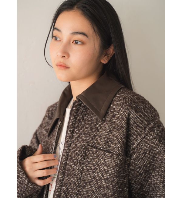 Ungrid「ジップデザインツイードブルゾン」|ブルゾン・スタジャン|