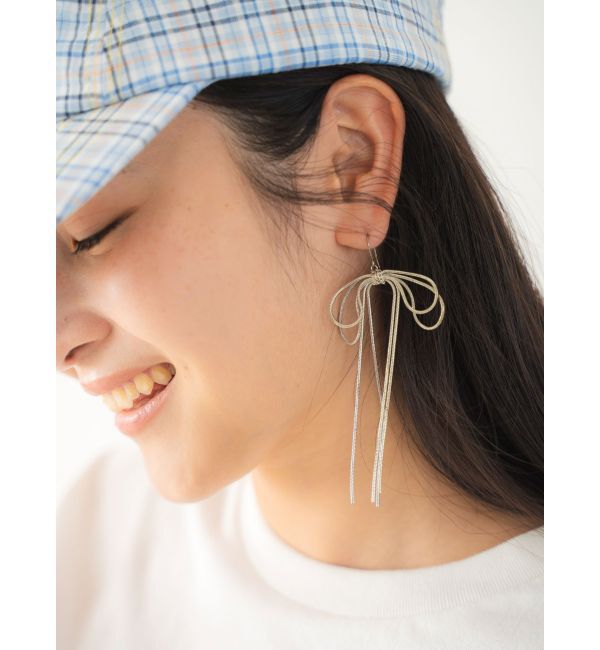 Ungrid「リボンモチーフチェーンピアス」|ピアス|シルバー