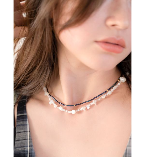 Ungrid「レイヤードビーズネックレス」|ネックレス|ネイビー