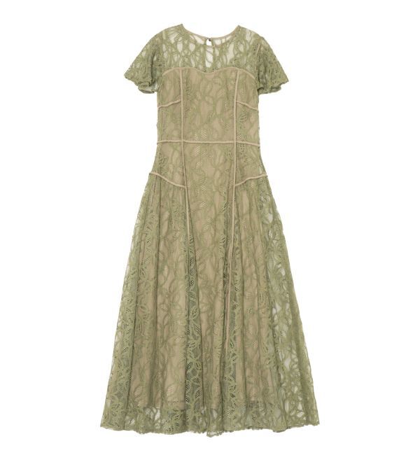 LAGUNAMOON「LADYパイピングビスチェレースワンピース」|ドレス|カーキ