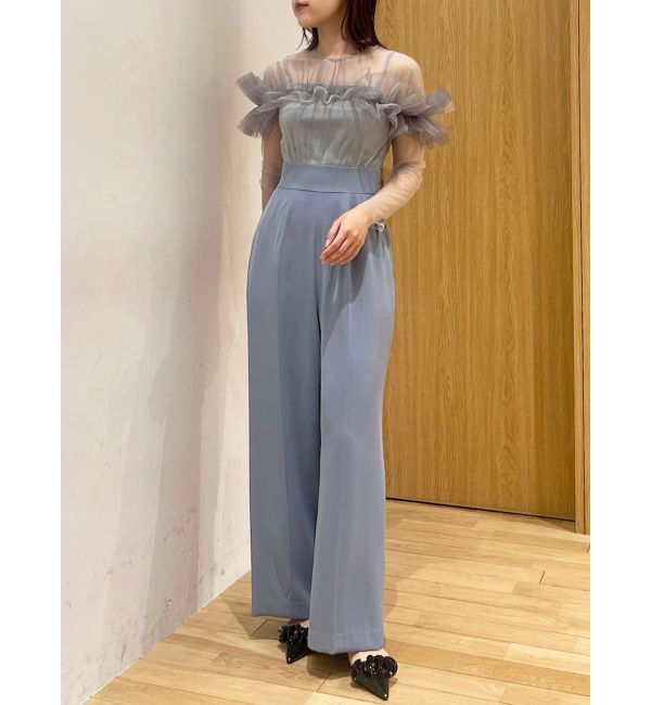 LAGUNAMOON「LADYフリルオフショルコンビネゾン」|ドレス|ブルー