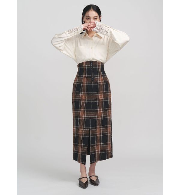 LAGUNAMOON「ロービングチェックナロースカート」|スカート|