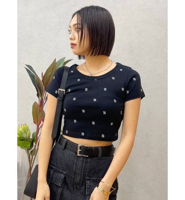 EVRIS「エンブロイダリーショートTシャツ」|Tシャツ・カットソー|ブラック