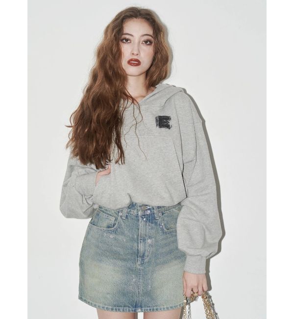 EVRIS「デニムワンポイントバルーンショートフーディ【セットアップ着用可能】」|パーカー|