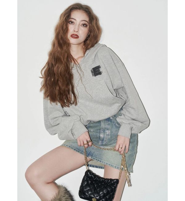 EVRIS「デニムワンポイントバルーンショートフーディ【セットアップ着用可能】」|パーカー|