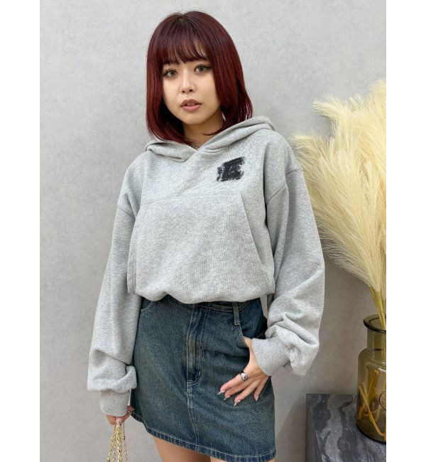 EVRIS「デニムワンポイントバルーンショートフーディ【セットアップ着用可能】」|パーカー|