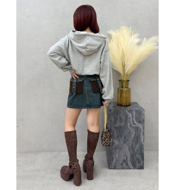 EVRIS「デニムワンポイントバルーンショートフーディ【セットアップ着用可能】」|パーカー|