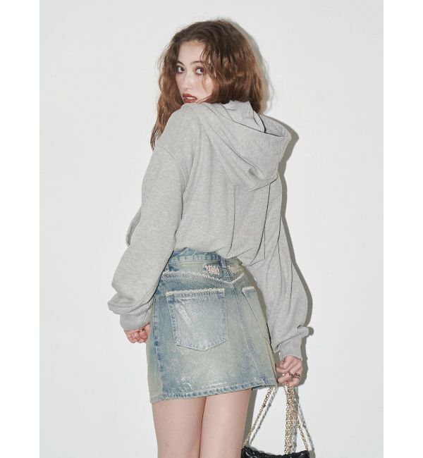EVRIS「デニムワンポイントバルーンショートフーディ【セットアップ着用可能】」|パーカー|