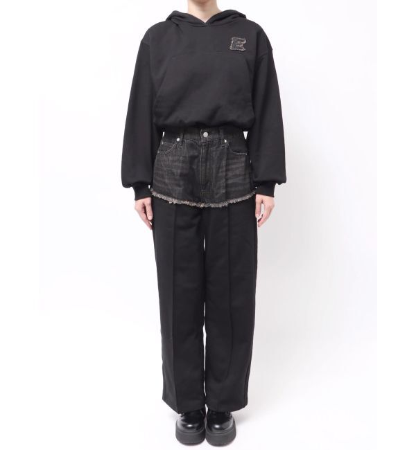 EVRIS「デニムワンポイントバルーンショートフーディ【セットアップ着用可能】」|パーカー|