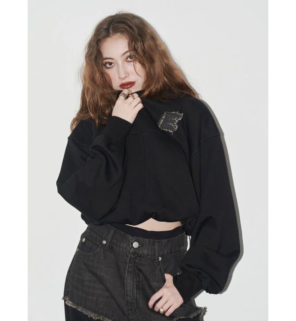 EVRIS「デニムワンポイントバルーンショートフーディ【セットアップ着用可能】」|パーカー|