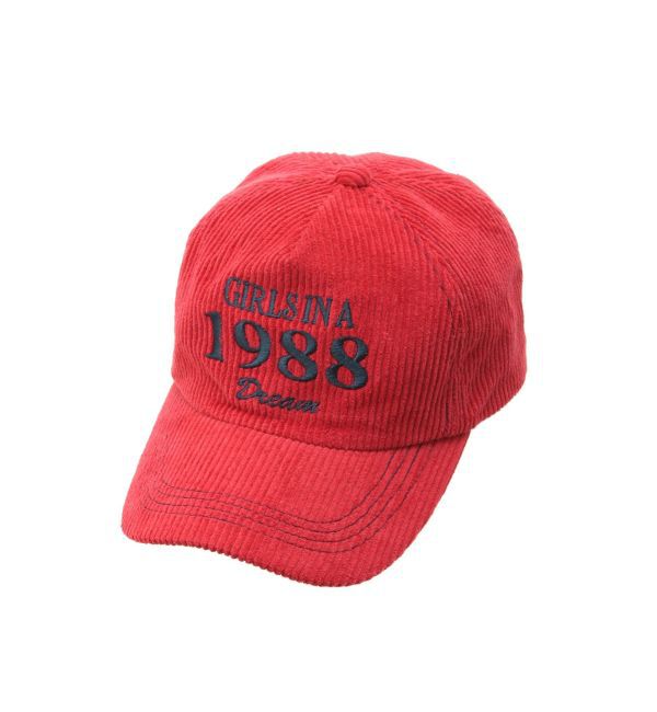 jouetie「コーデュロイロゴキャップ」|キャップ・キャスケット|レッド