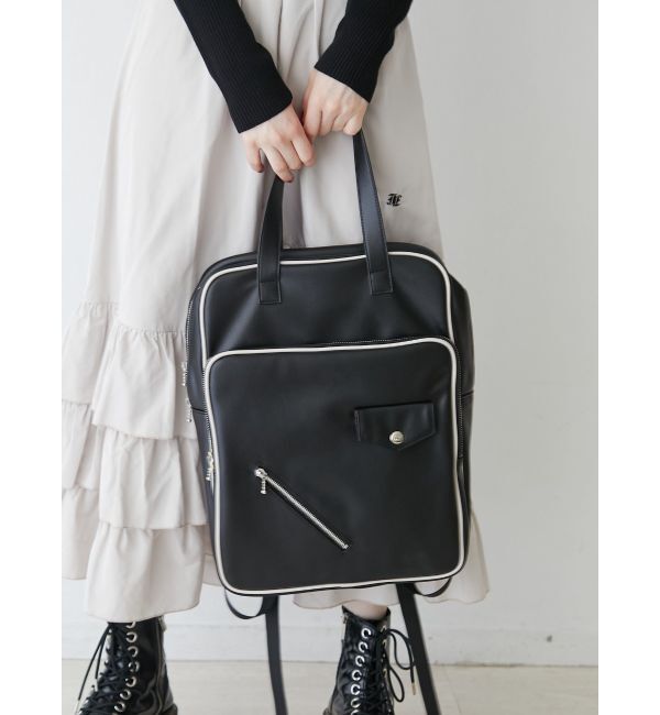 jouetie「パイピングレザーバックパック」|リュック|ブラック