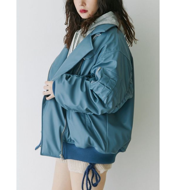 jouetie「フェイクレザーライダースMA-1ジャケット」|ブルゾン・スタジャン|