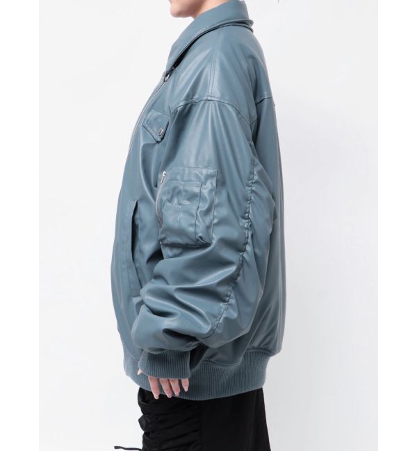 jouetie「フェイクレザーライダースMA-1ジャケット」|ブルゾン・スタジャン|