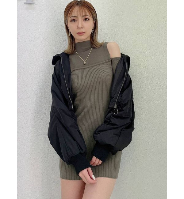 GYDA「ショルダーオープン ビスチェデザインニットタイトワンピース」|ワンピース|