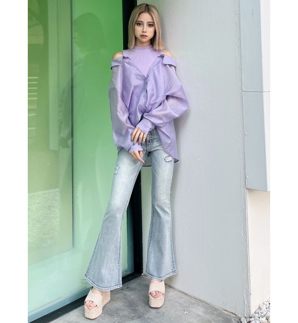 GYDA「3WAYショルダーOPENシアードッキングシャツ」|シャツ・ブラウス|