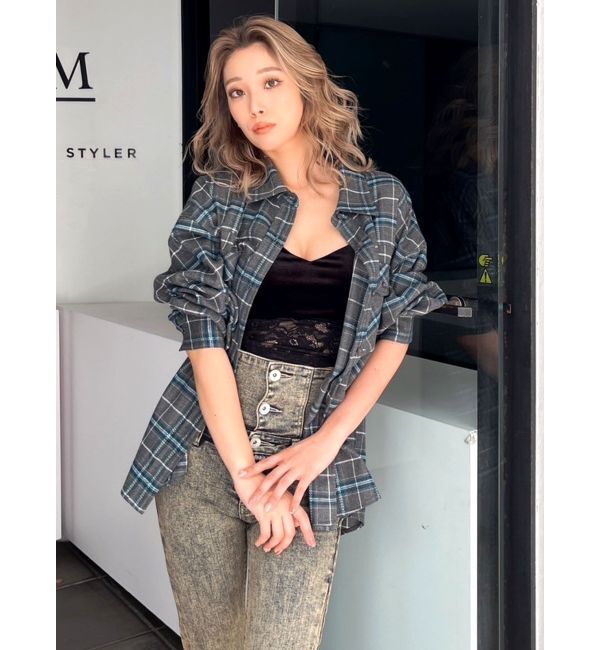 GYDA「ドロップショルダーCHECKシャツ【SETUP着用可】」|シャツ・ブラウス|