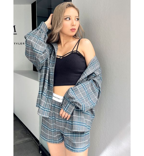 GYDA「ドロップショルダーCHECKシャツ【SETUP着用可】」|シャツ・ブラウス|