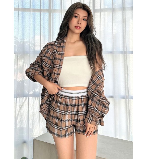 GYDA「ドロップショルダーCHECKシャツ【SETUP着用可】」|シャツ・ブラウス|