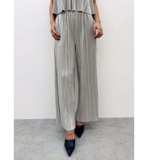 GYDA「サテンプリーツワイドパンツ【SETUP着用可】」|その他|ライトグレー